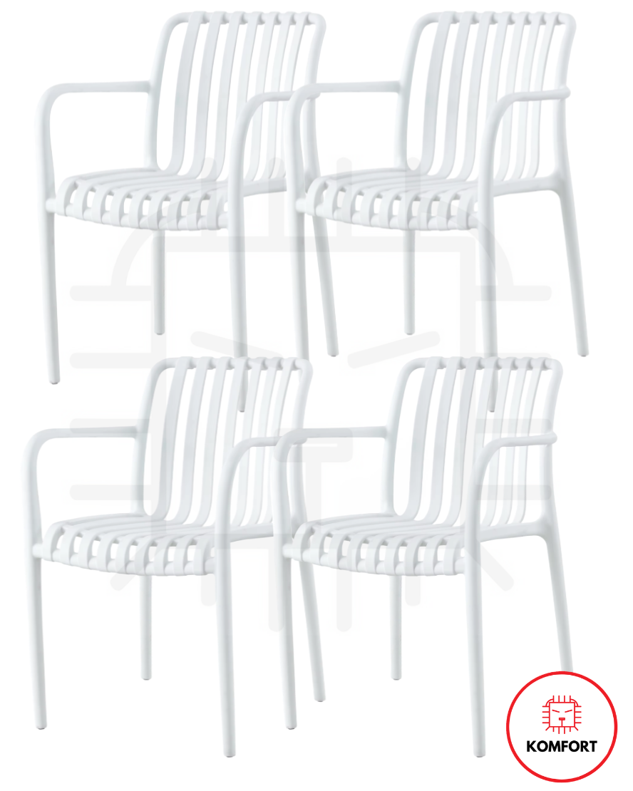 Set de 4 Sillas Modernas Apilables para Interior y Exterior | KOMFORT