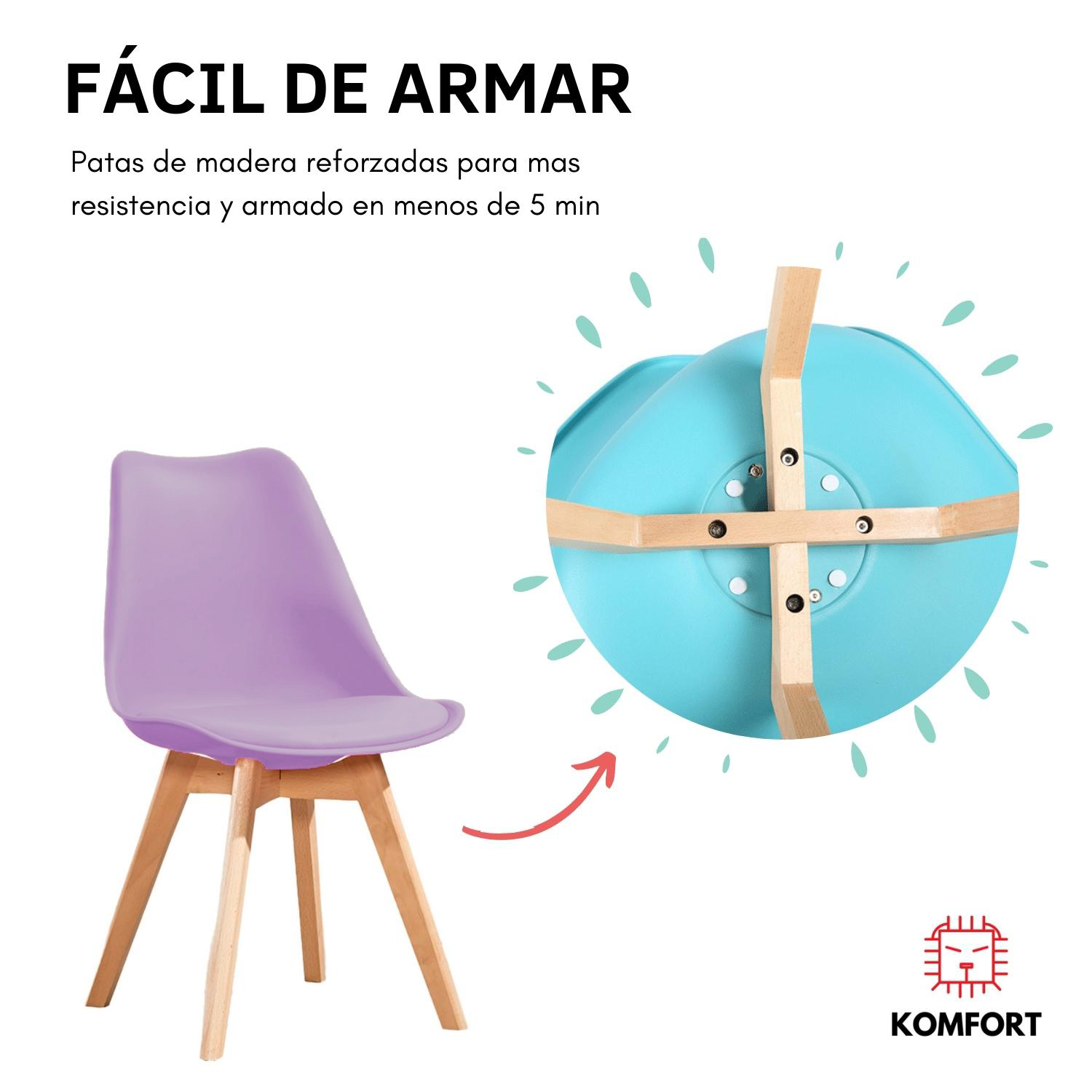 Set de 4 Sillas Eames Modernas para Comedor | KOMFORT