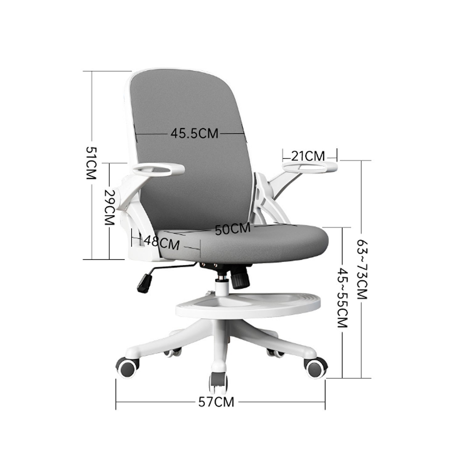 medidas de la silla de oficina ergonomica ajustable reclinable de la marca komfort