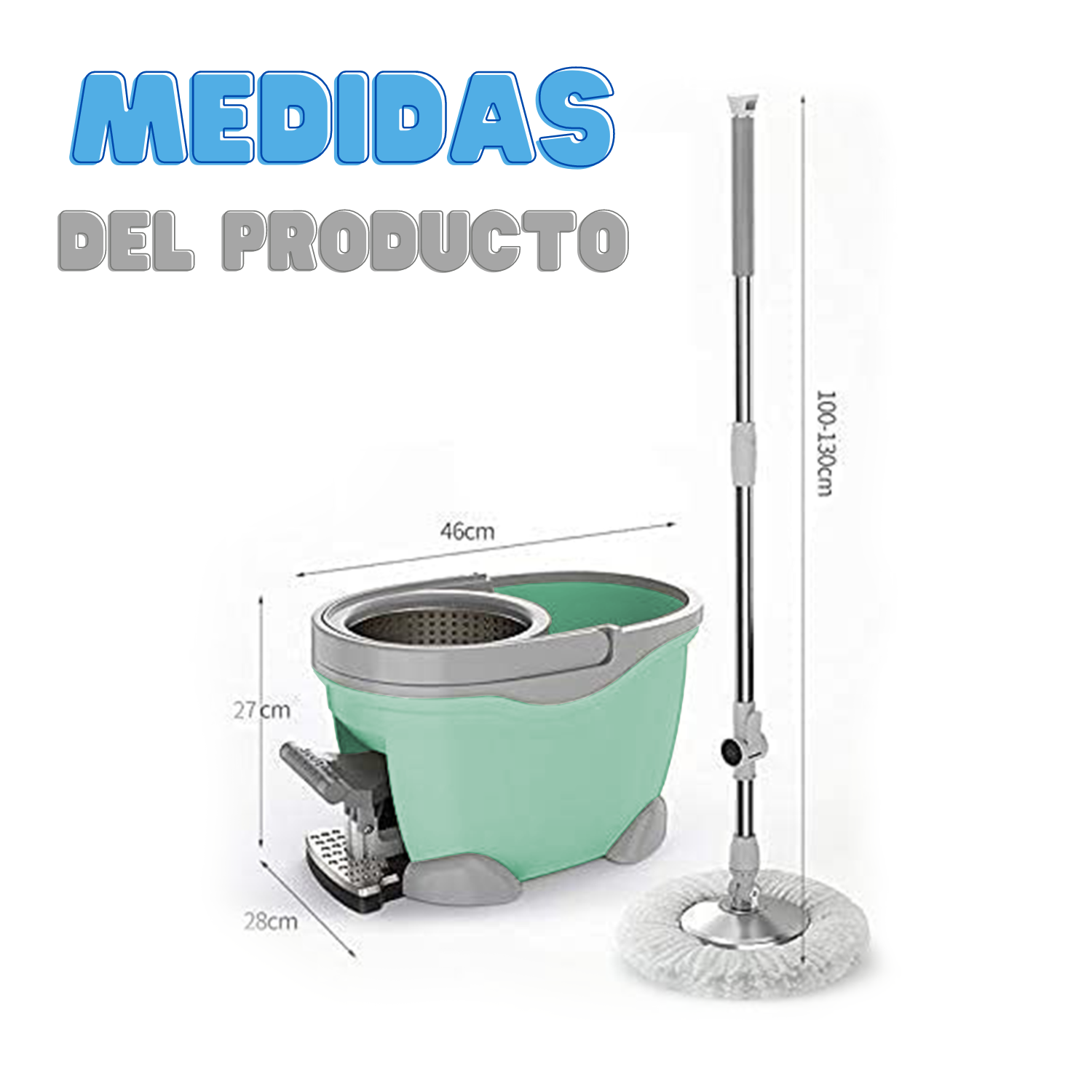 medidas del spin mop con cubeta de komfort