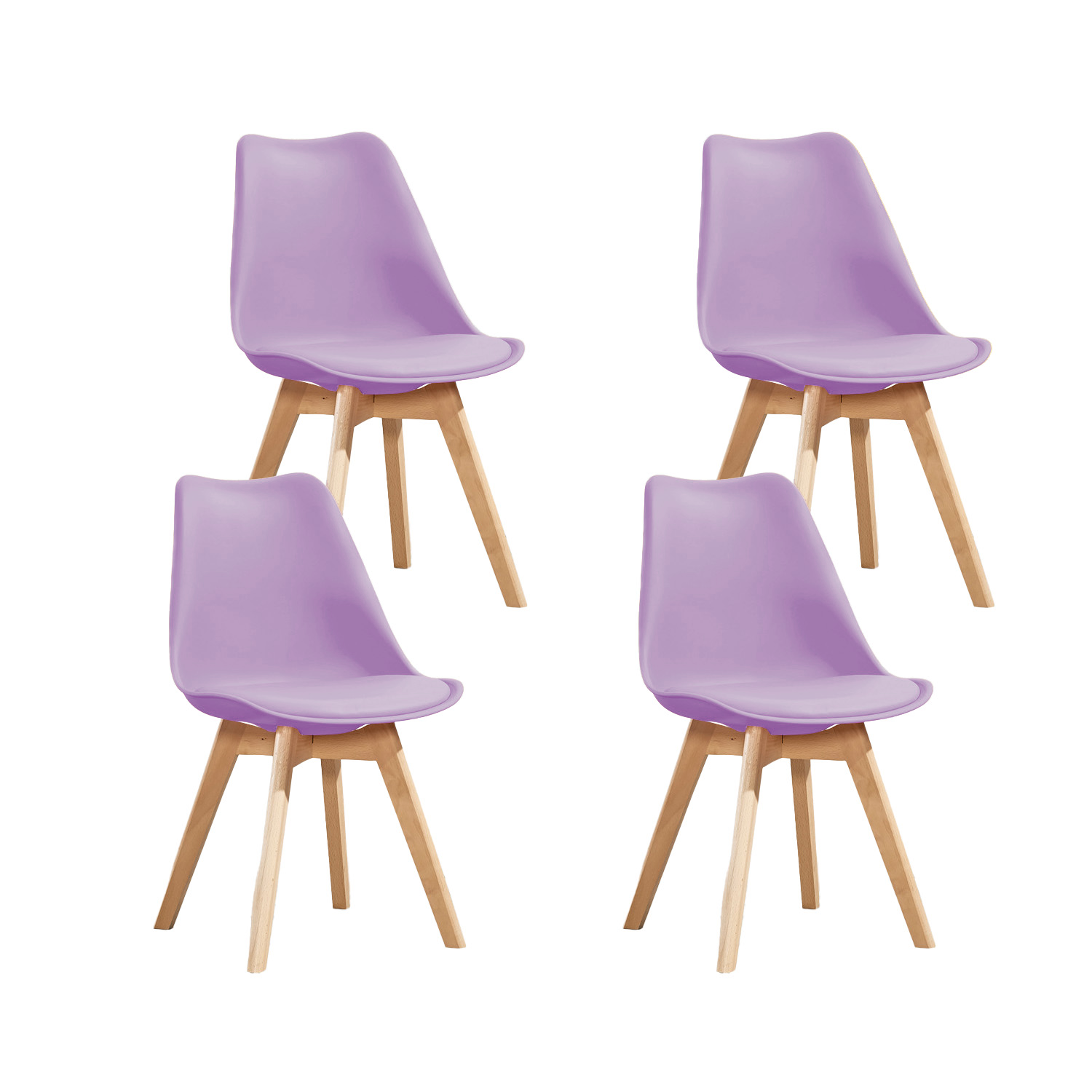 Set de 4 Sillas de Comedor Minimalista Eames Komfort Lila